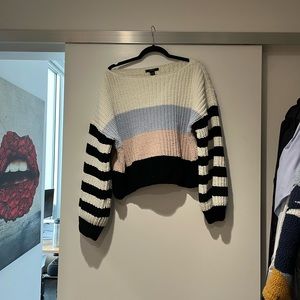 Forever 21 stripped black & white, pink & blue sweater